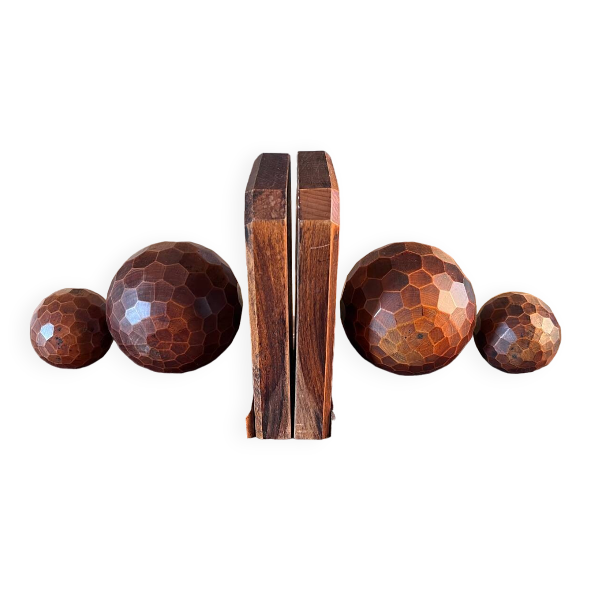 Pair of carved wooden bookends