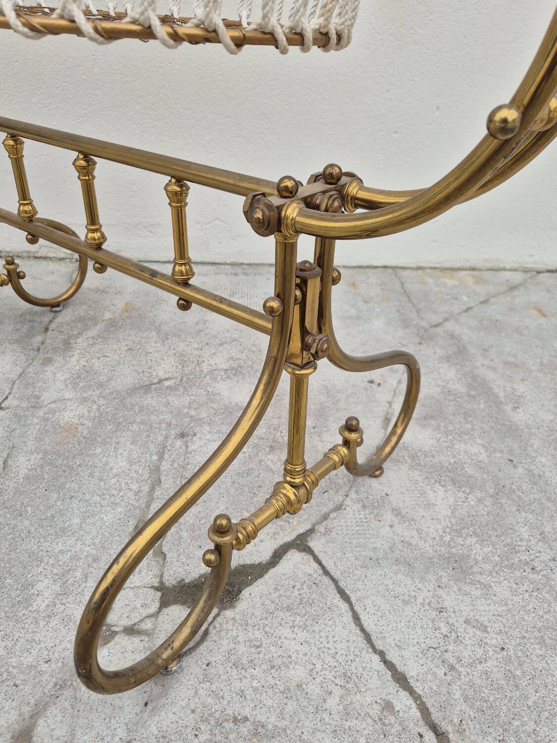 19th century brass rocking cradle from a castle