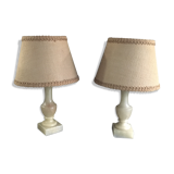 Pair of Vintage Alabaster Lamp with Lampshade