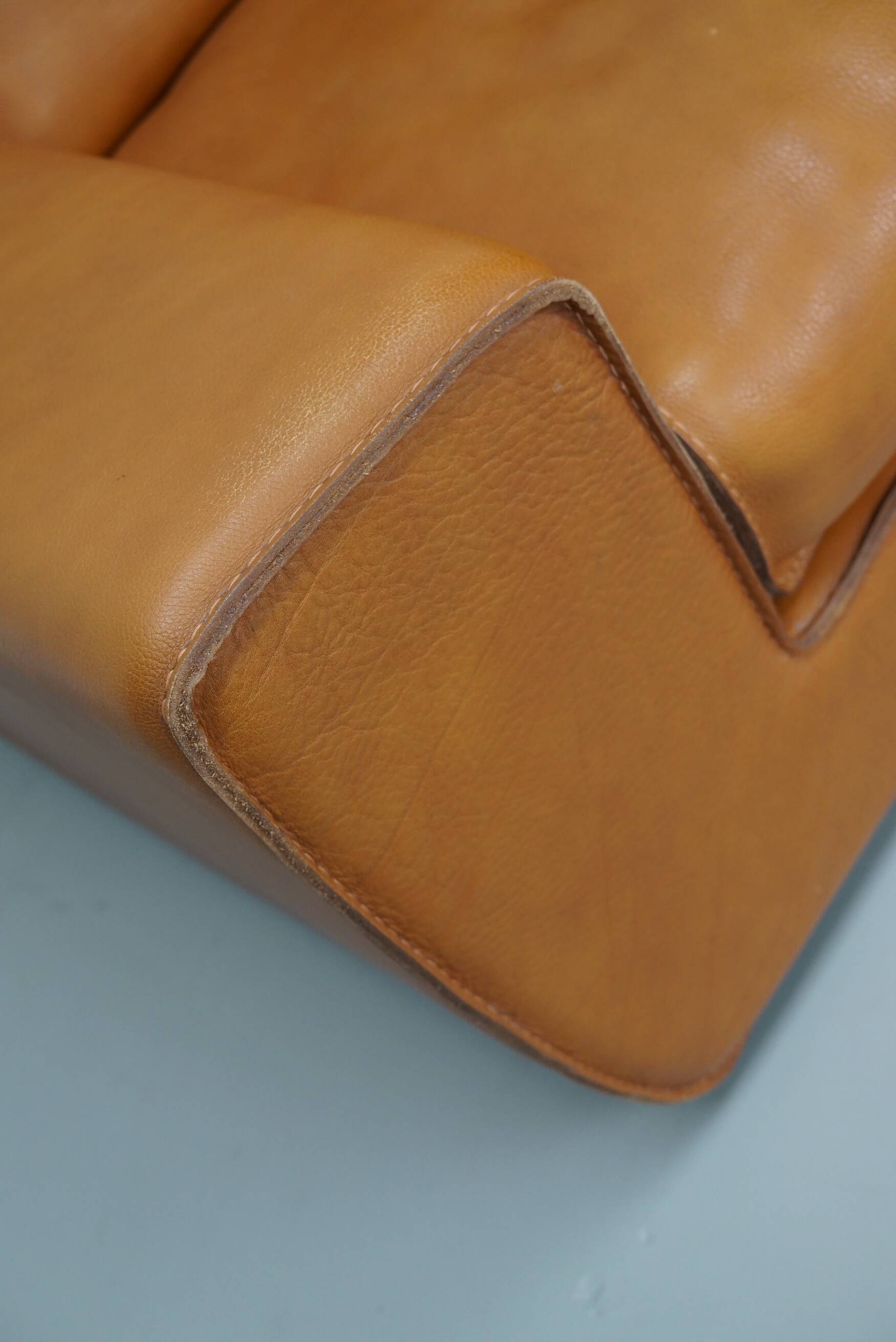 Roche Bobois leather club chair with beige/cognac collar – France, circa 1980