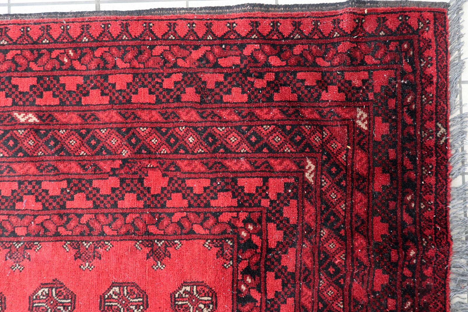 Antique Afghan Ersari handmade rug 208 x 288 cm 1920s