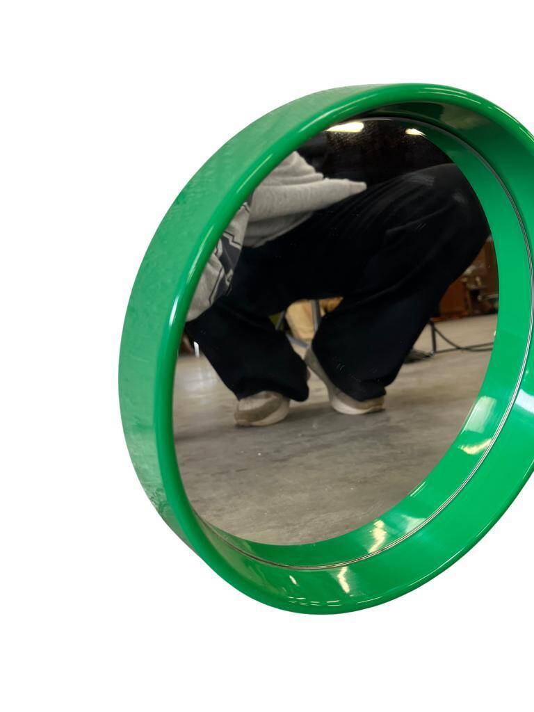 Miroir rond vert vintage de l'ère spatiale