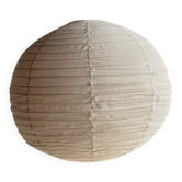 Very large round Japanese-style suspension made of rattan and natural linen, pink D80.