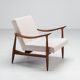 Sculptural Danish lounge chair in teak and fabric Denmark 1960
