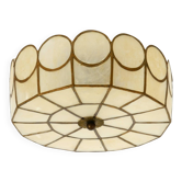 Beautiful round Mid-Century Modern ceiling or wall lamp made of Capiz