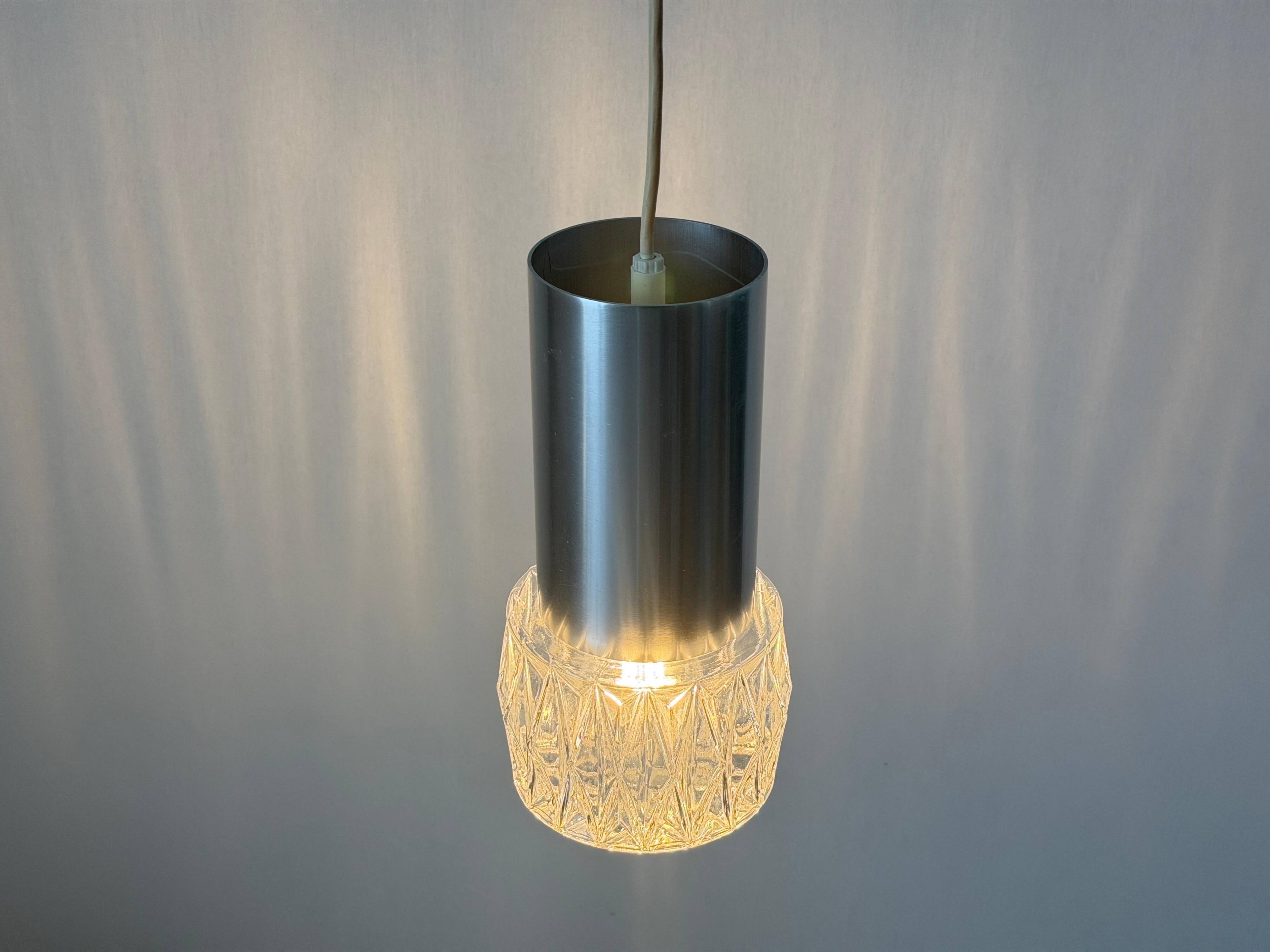Glass ceiling light with a metal frame, 1960s, Germany