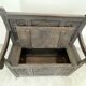 Chest bench in natural wood carved with Gothic motifs