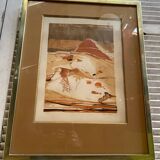 Ancienne lithographie nicole tercinet levin « composition « + cadre doré