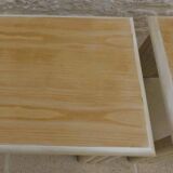 2 bedside tables or modern sofa ends on casters