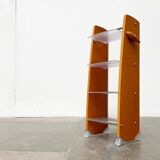 Postmodern CD storage unit in wood, metal, and plastic by Ezech, 1980s.