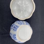 Chinese covered pot, box, jewelry box, pumpkin, white porcelain, China blue plant decor