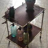 Vintage gold metal serving tray formica style