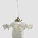 Opaline scalloped pendant light and Art Deco tulip