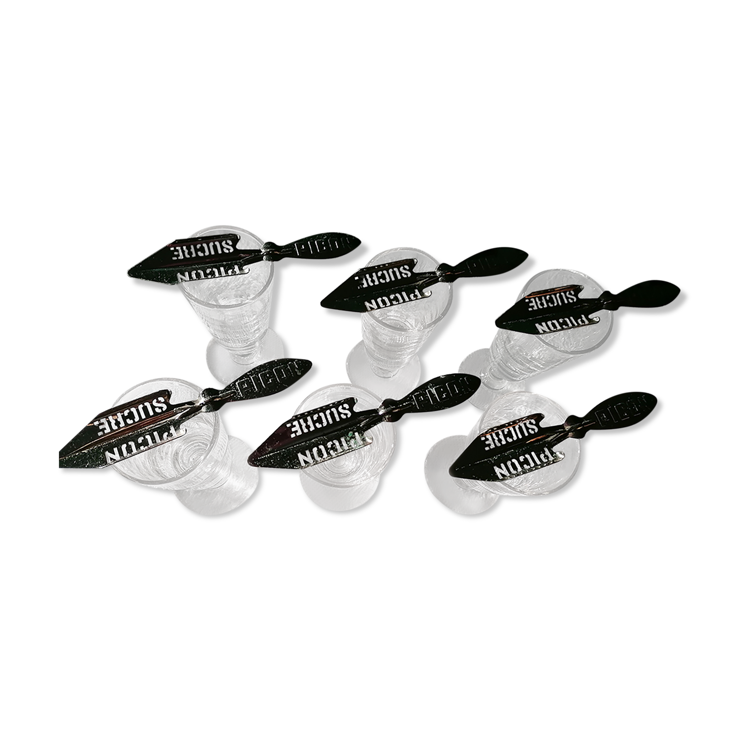 Absinthe service glasses and spoons.