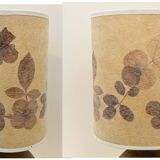 Vintage brutalist stoneware ceramic lamp base with dried flower shade