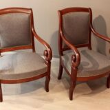 Pair of chairs of time restore mahogany