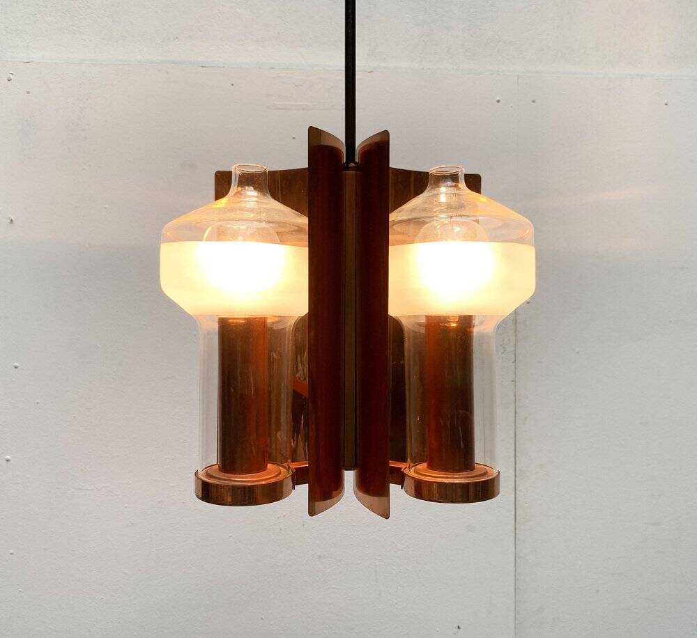 Mid-century German glass and copper pendant lamp by Cosack, 1960s.