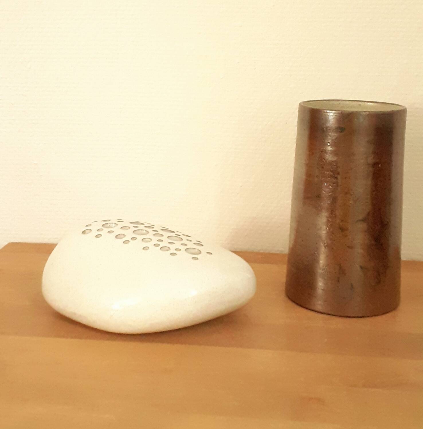 Pebble ceramic flower pick Jean Fradin 70's