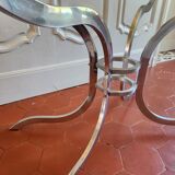 70s chrome and smoked glass dining table