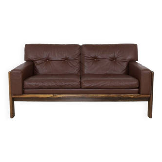 Danish Sofa in Leather and Rosewood by H. W. Klein for Bramin, 1970s