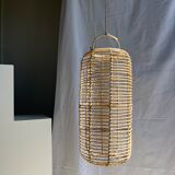 Large lantern-shaped rattan pendant lamp H50 D24