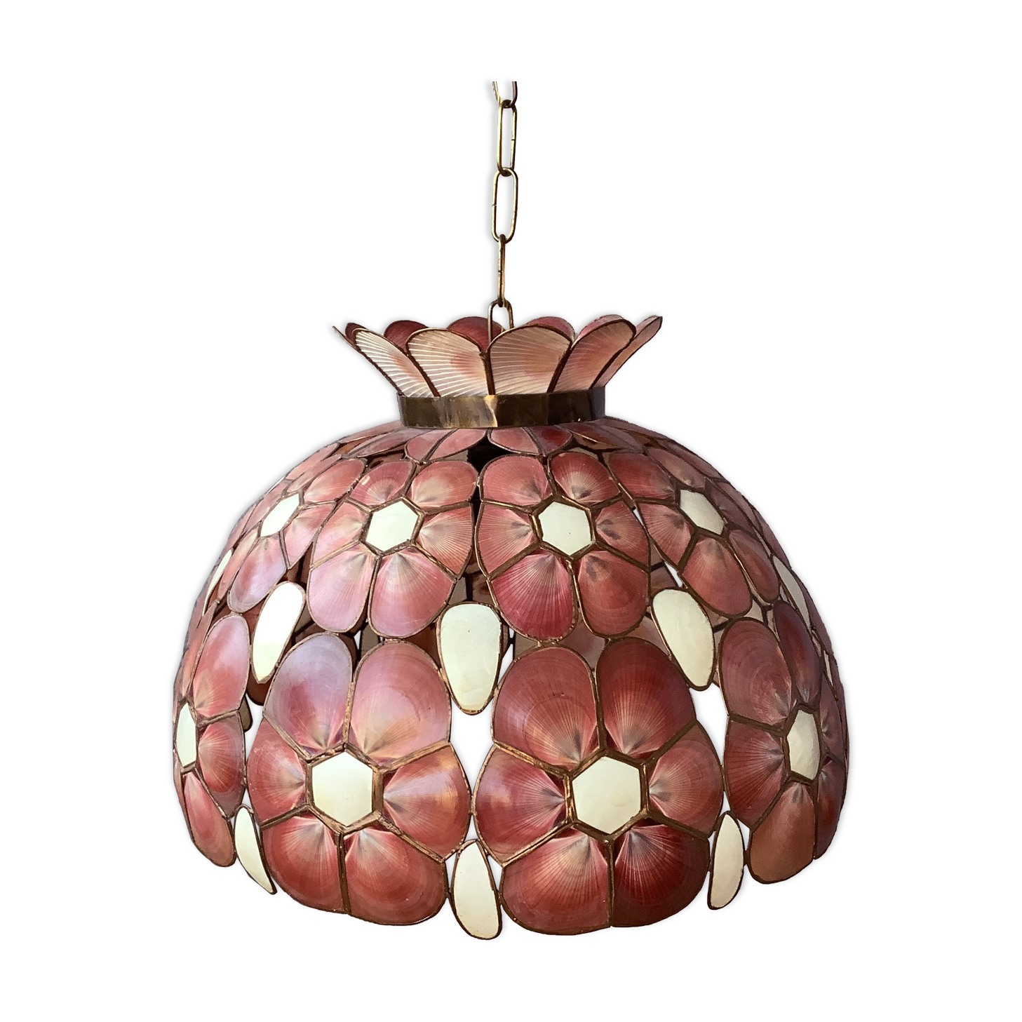 Suspension in mother-of-pearl shell and bohemian brass