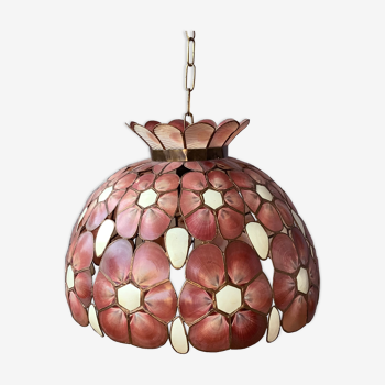 Suspension in mother-of-pearl shell and bohemian brass