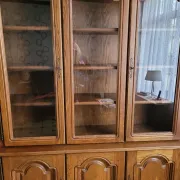 Bibliothèque en chêne massif 2 corps (vitrine + bas) - Très bon état