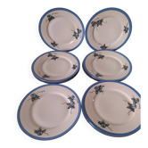 8 assiettes Art déco roses et bleues – Tchécoslovaquie – années 1930