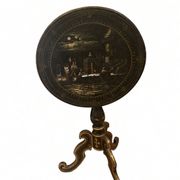 Tilting gueridon Napoleon III; Venetian scene in moonlight; D50cm