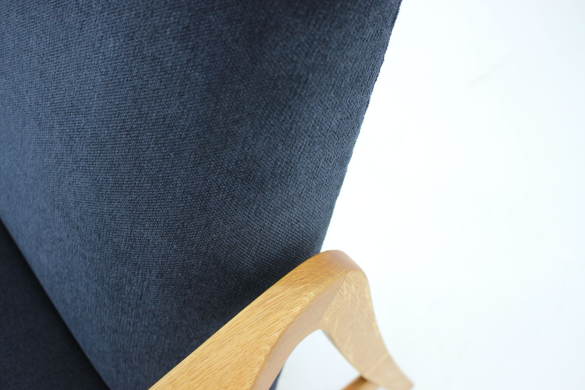 Oak reclining wing chair, czechoslovakia, 1960