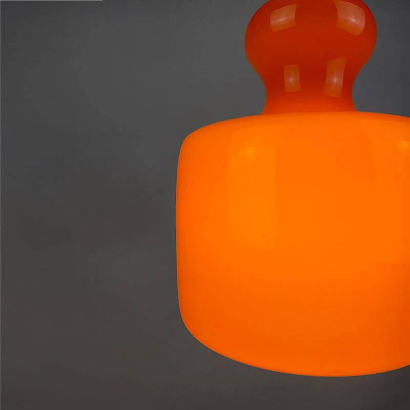 Bright orange glass pendant by Peill and Putzler 1960