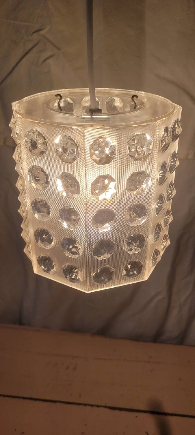 Vintage hexagonal cabochon pendant light – 70s