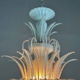 Venetian chandelier in white and gold Murano glass, circa 1980