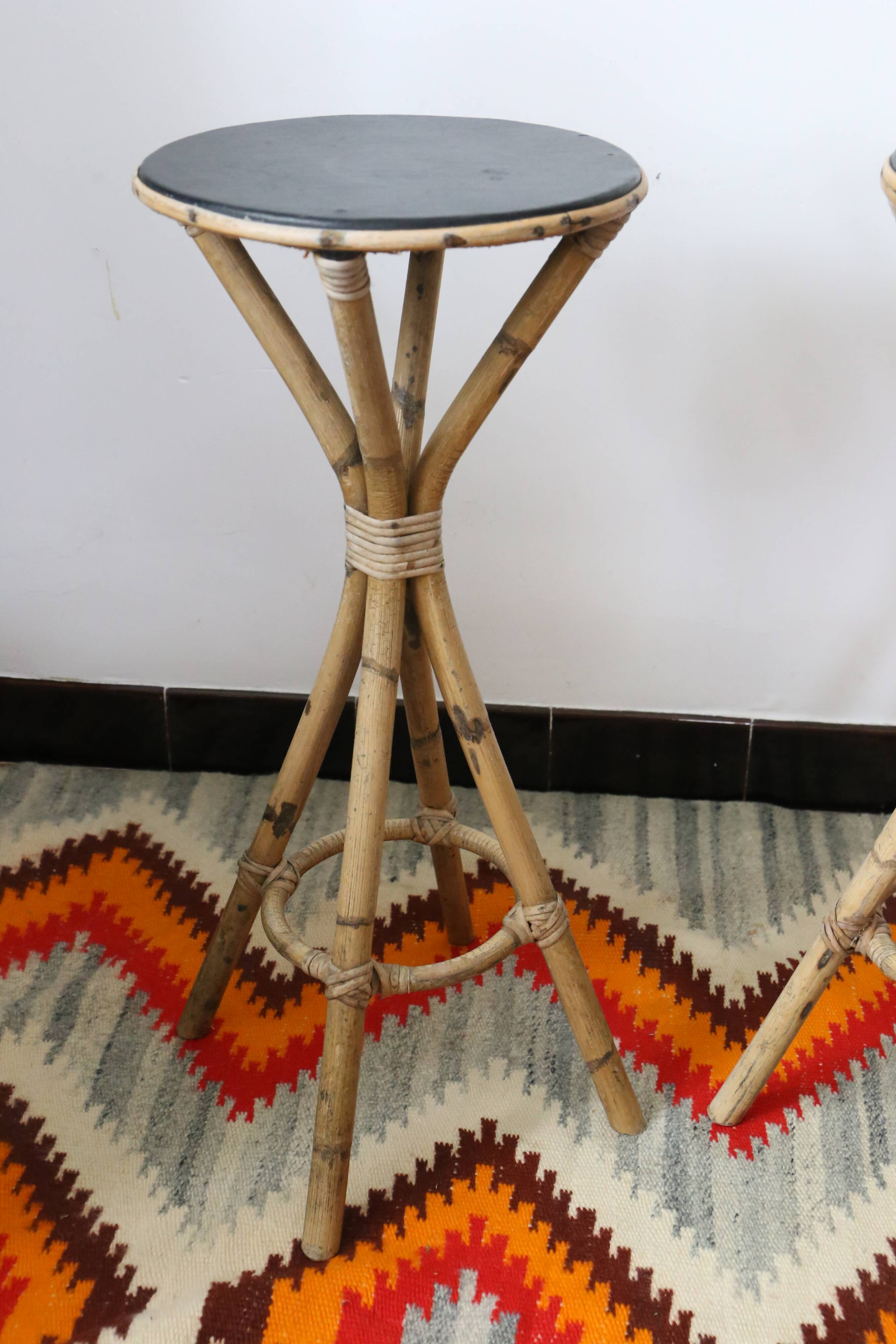 Tiki bar, rattan bar and two stools