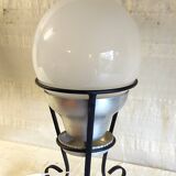 Tripod table lamp in metal, aluminum and blown glass - mid-20th century