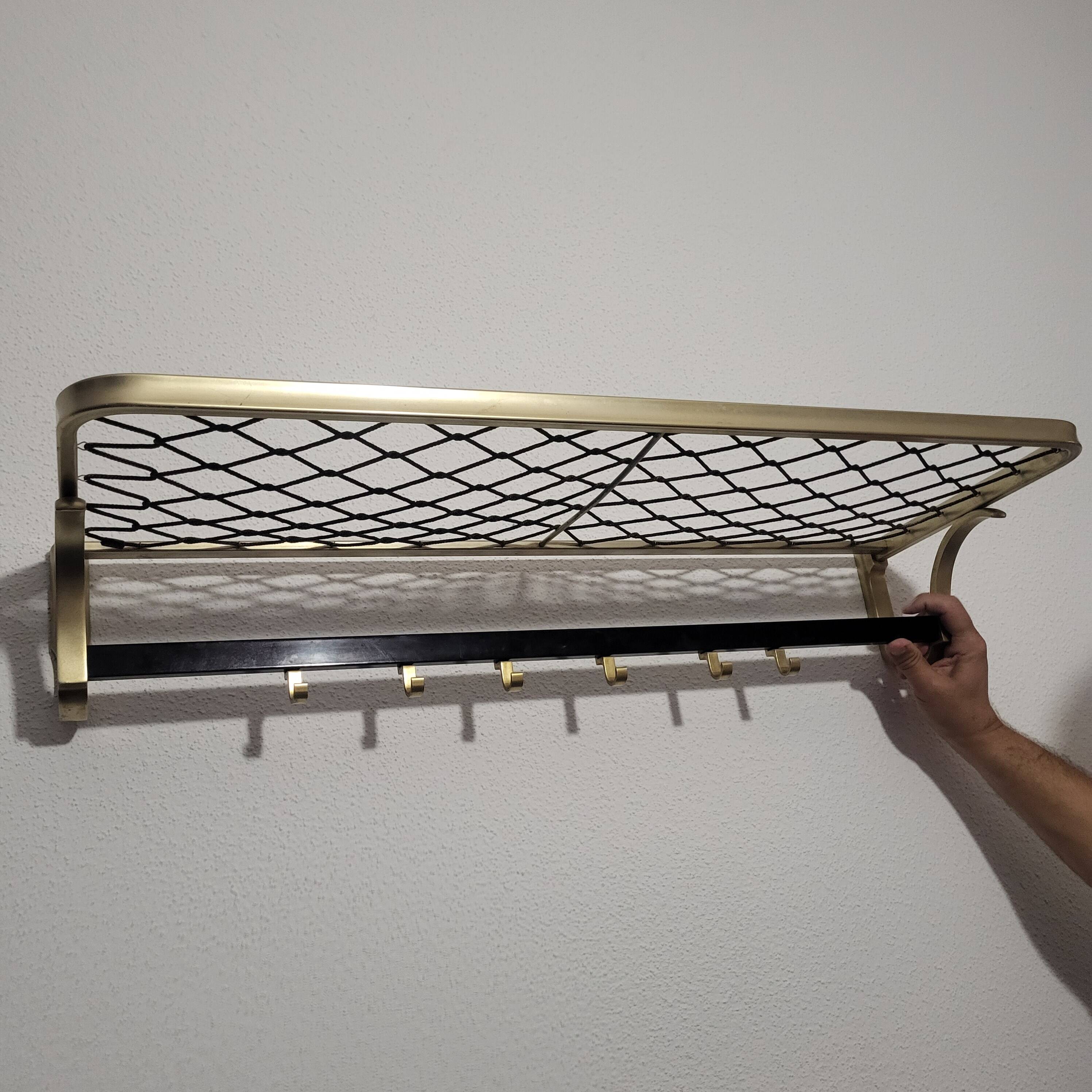 Gold-plated aluminum coat rack and cloakroom, 1960-70