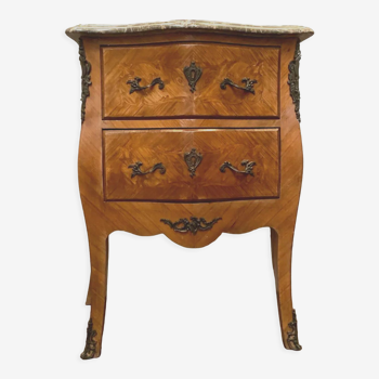 Curved chest of drawers Louis XV style in XX century marquetry