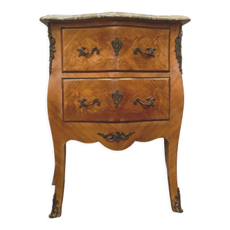 Curved chest of drawers Louis XV style in XX century marquetry