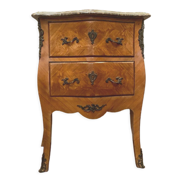 Curved chest of drawers Louis XV style in XX century marquetry