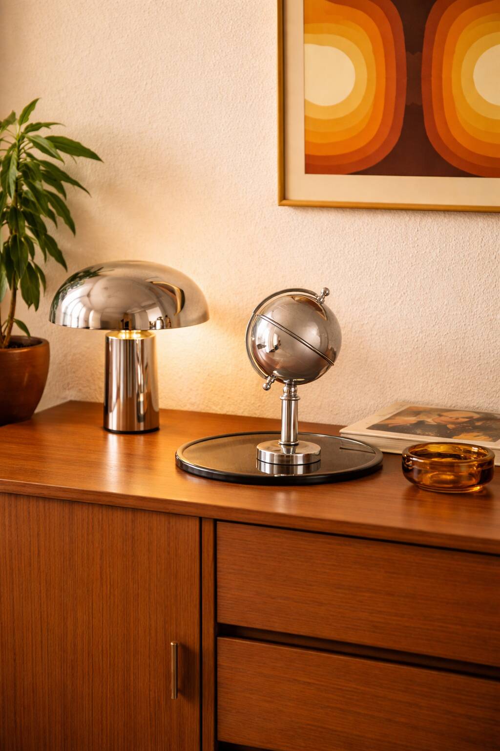 Vintage 1960 cigarette case world map chrome dispenser - 22 x 13 cm