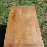 Rustic old wooden coffee table with crossbar and drawer