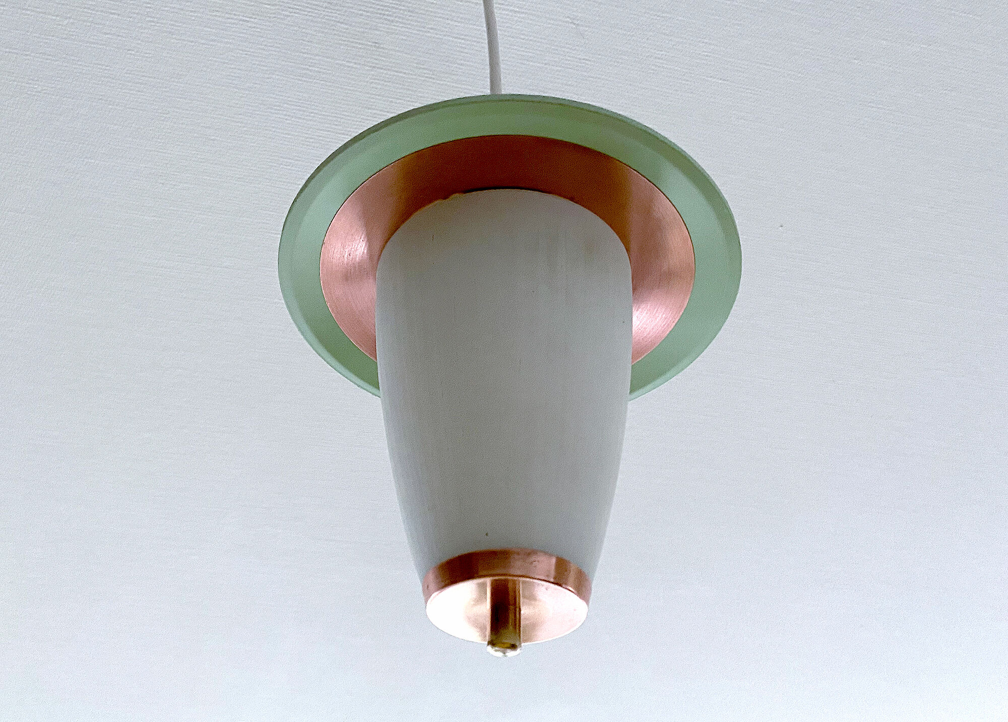 Vintage pendant lamp 50 years, opaline copper green