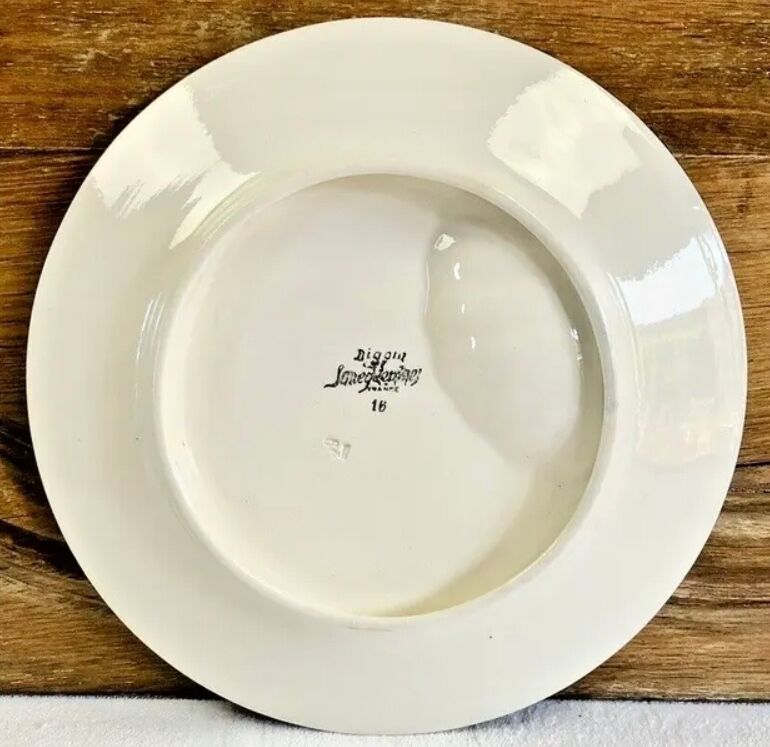 Set of 6 old Digoin Sarreguemines asparagus slushie plates