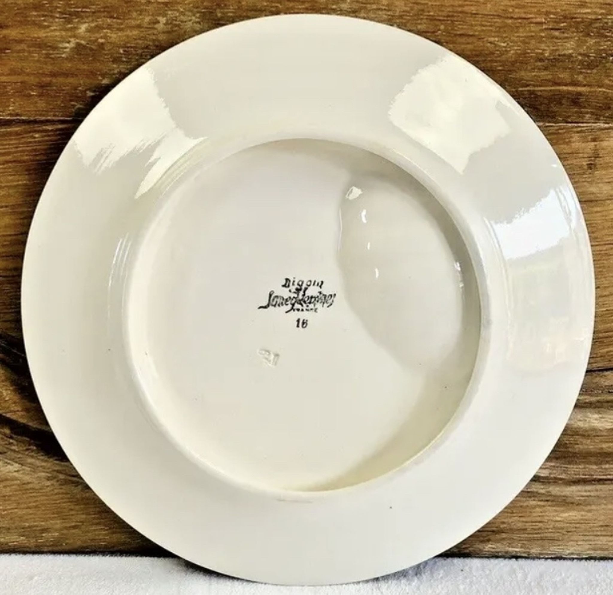 Set of 6 old Digoin Sarreguemines asparagus slushie plates