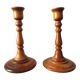 Paire de bougeoirs vintage bois tourné