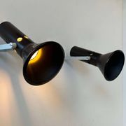 Pair of vintage adjustable wall lights, brown metal, France 1970