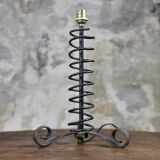 Brutalist wrought iron spring lamp base