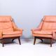 Leather and rosewood chairs and Ottoman by Werner Langenfled Denmark 1960s