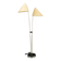 1960s Czech Japanese Floor Lamp with Twin Handmade Paper Shades